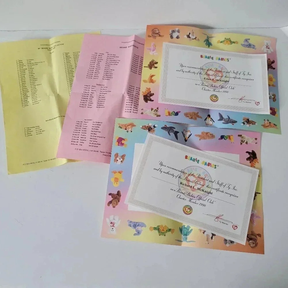 Ty Beanie Babies Club Charter Membership Cert. (2)